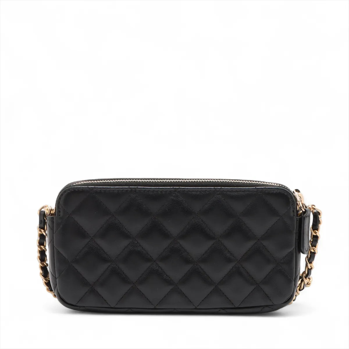 Chanel CC Logo Matelasse Lambskin Wallet on Chain Black