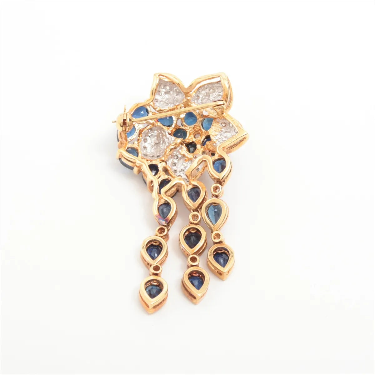 Flower Sapphire Diamond Brooch