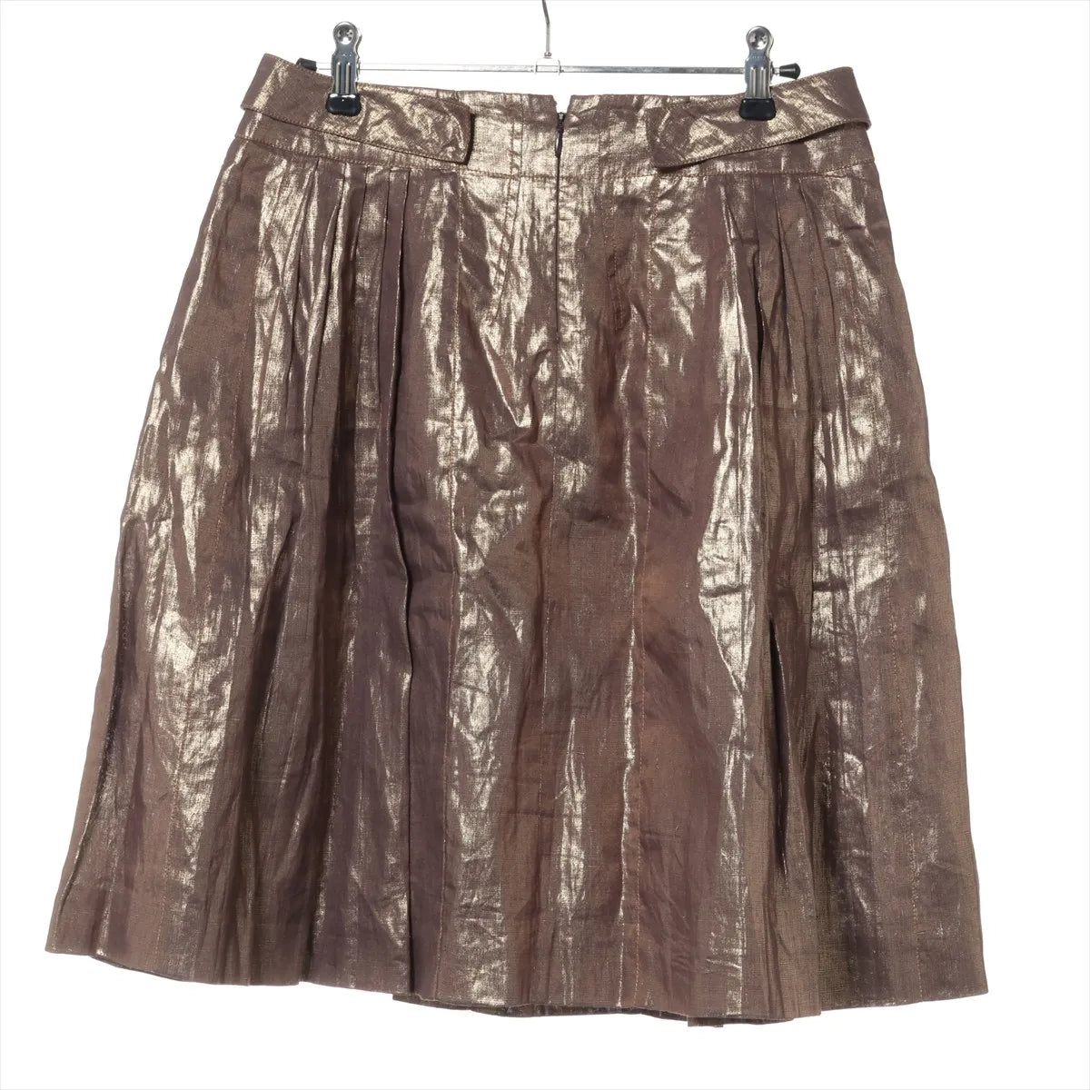 Christian Dior Linen Skirt Brown x Metallic Gold