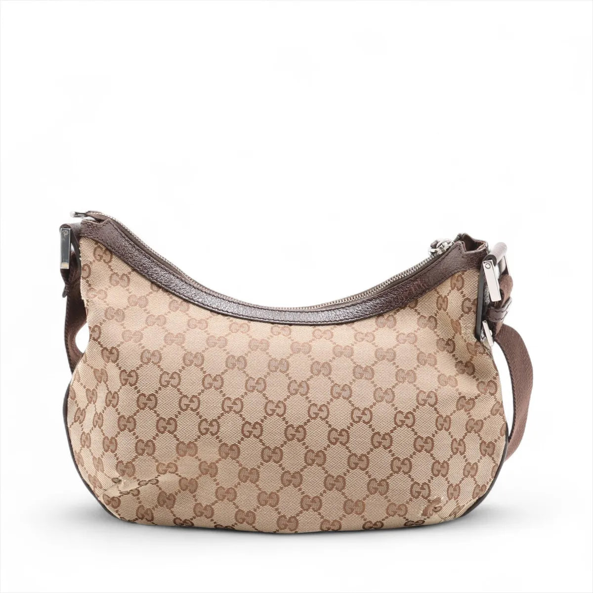 Gucci GG Canvas Leather Shoulder Bag Beige