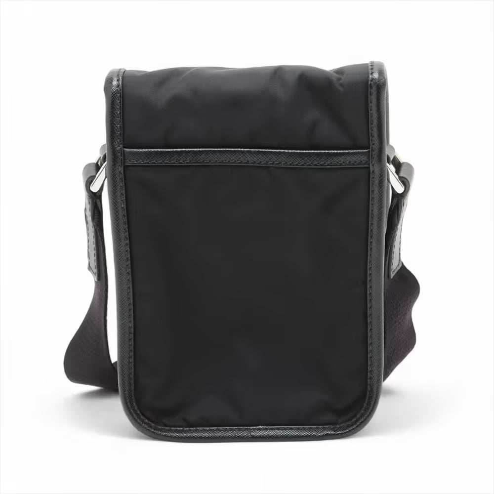 Prada Tessuto Nylon Leather Shoulder Bag Black