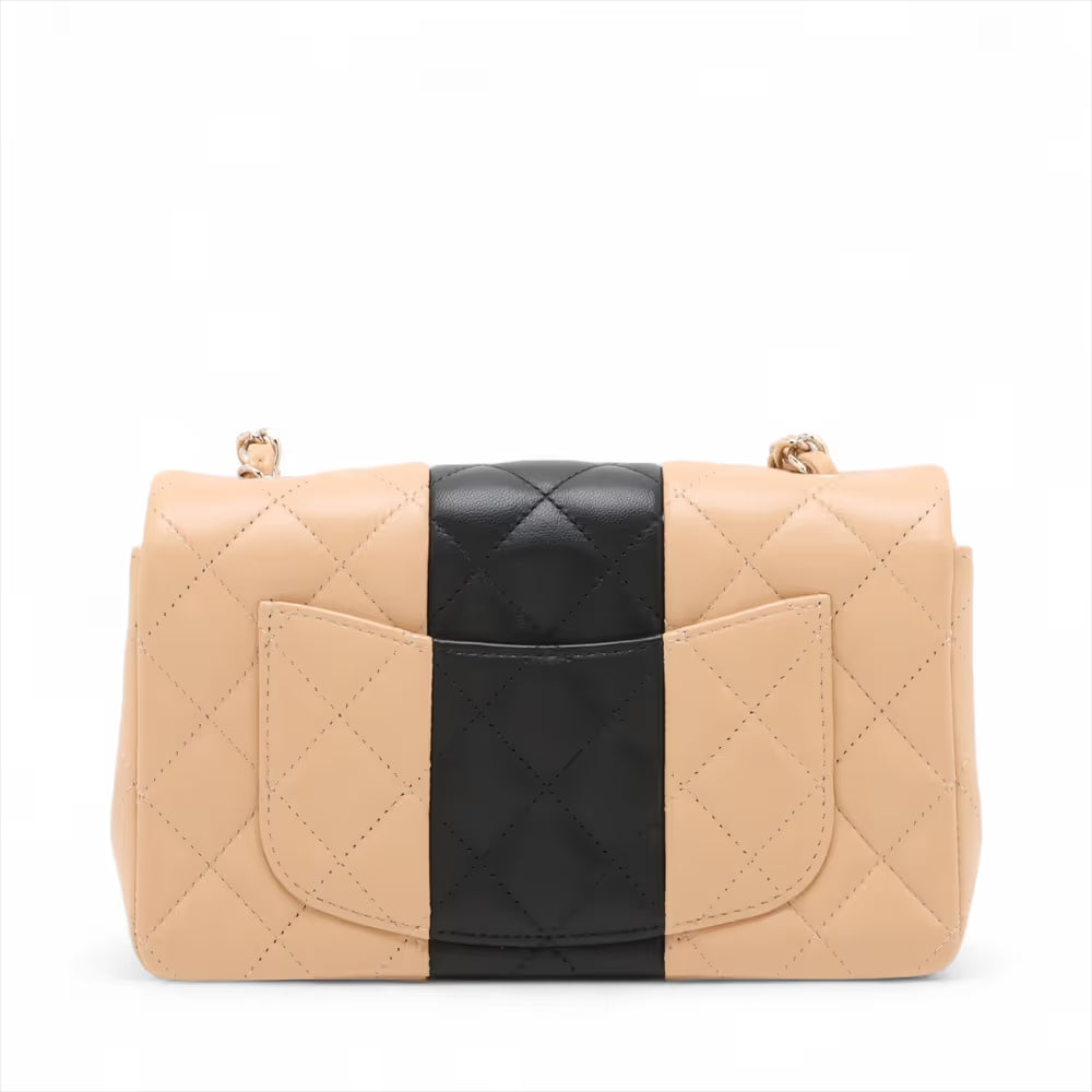 Chanel CC Logo Mini Matelasse 20 Lambskin Single Flap Single Chain Bag Beige