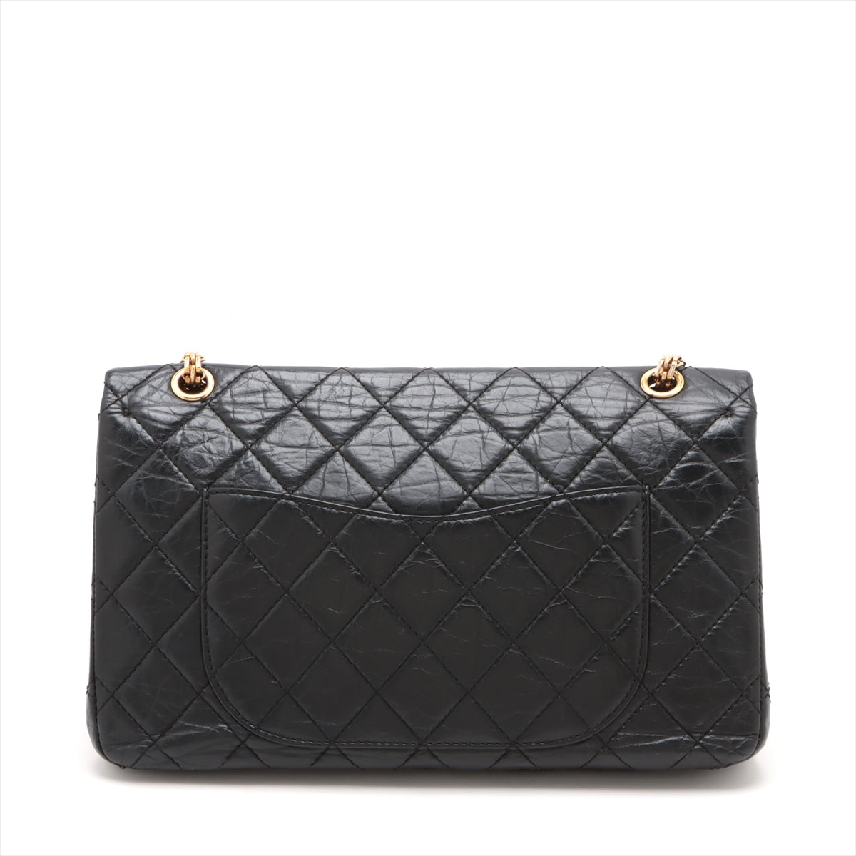 Chanel 2.55 Matelasse Maxi Vintage Calf Double Flap Double Chain Bag Black