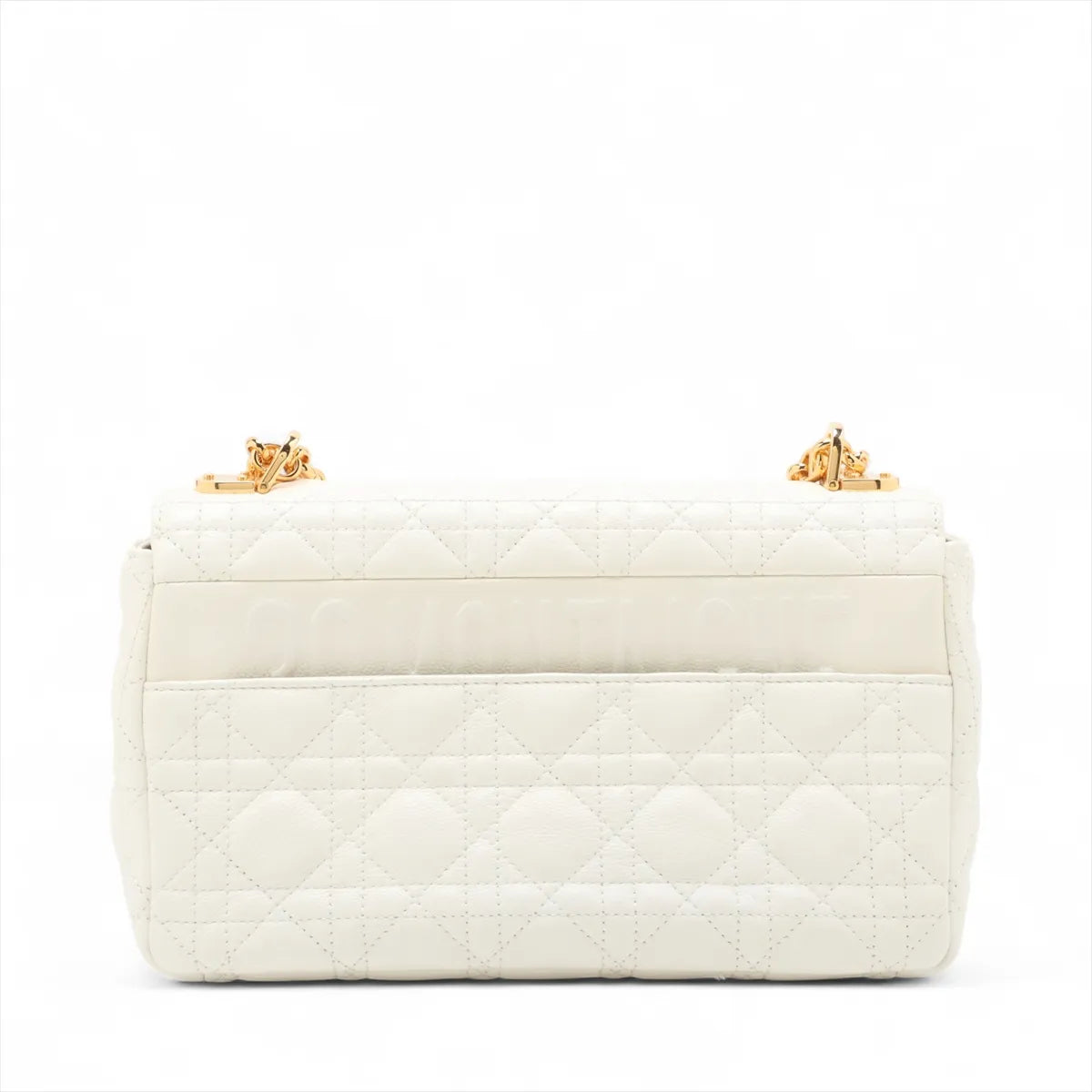 Christian Dior Cannage Caro Leather Chain Shoulder Bag White