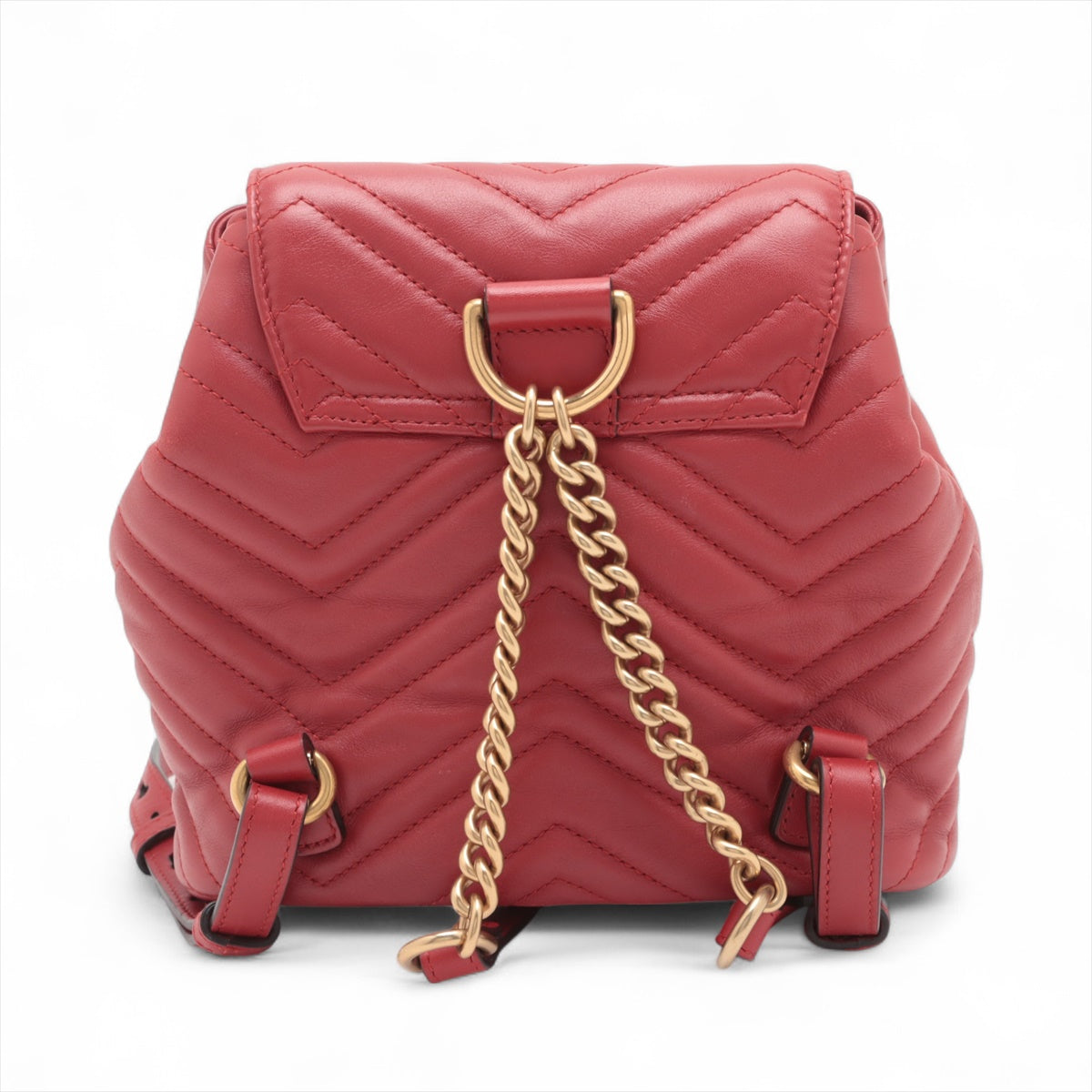 Gucci GG Marmont Chevron Leather Drawstring Chain Backpack Castilian Red * PREORDER *