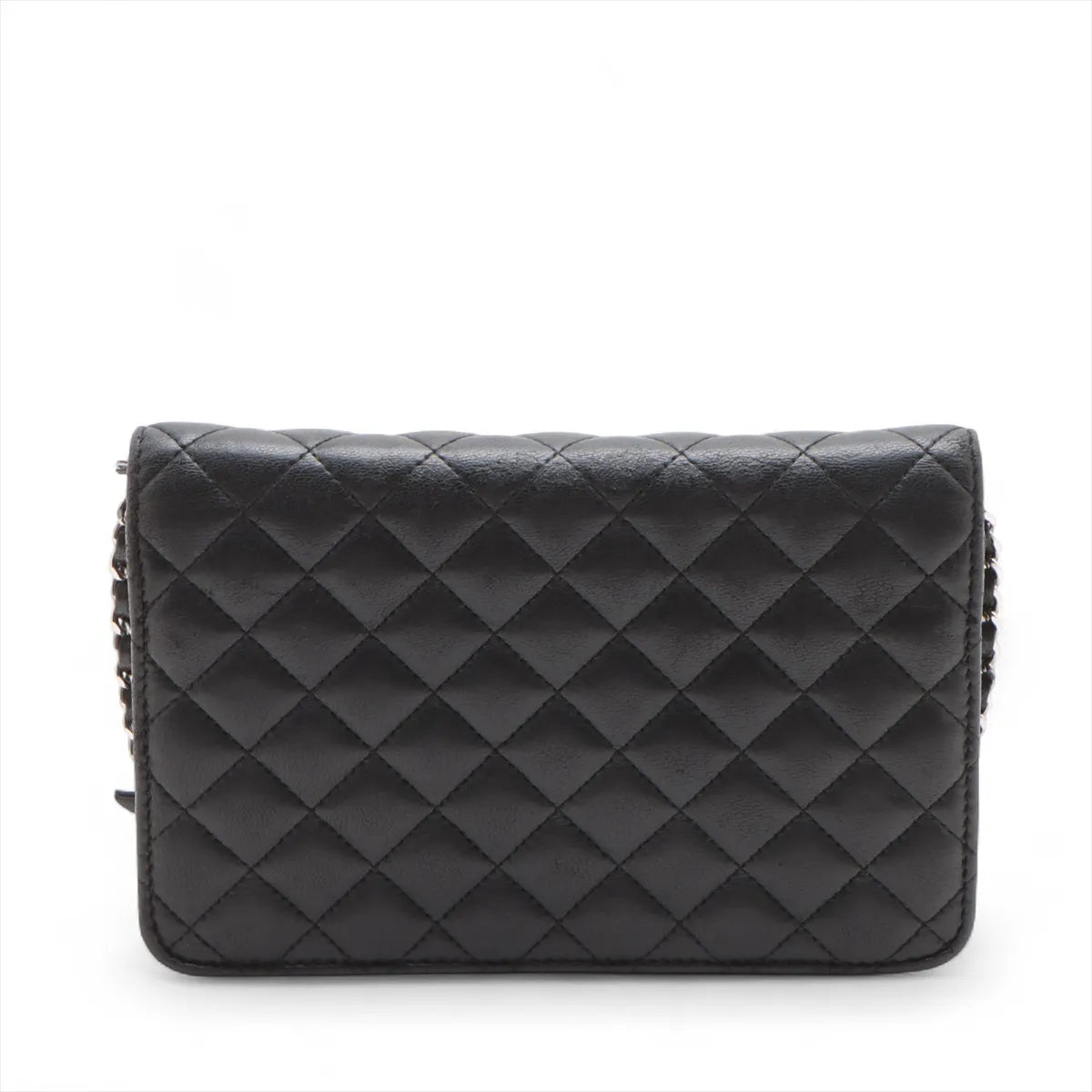 Chanel CC Logo Matelasse Lambskin Chain on Wallet Black