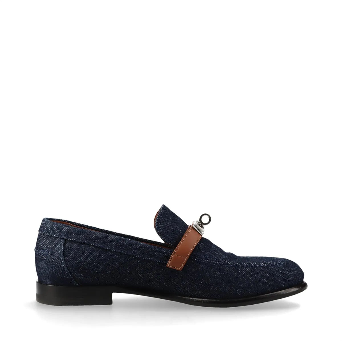 Hermès Kelly Denim Leather Loafer Navy x Brown