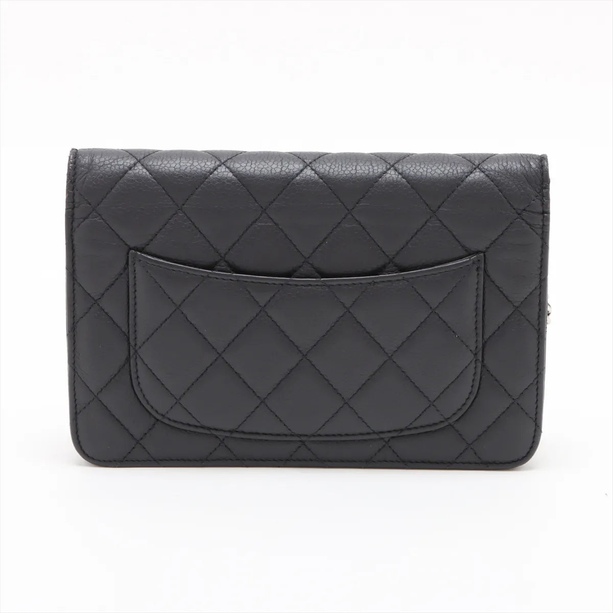 Chanel CC Logo Matelasse Caviar Skin Wallet on Chain Navy Blue