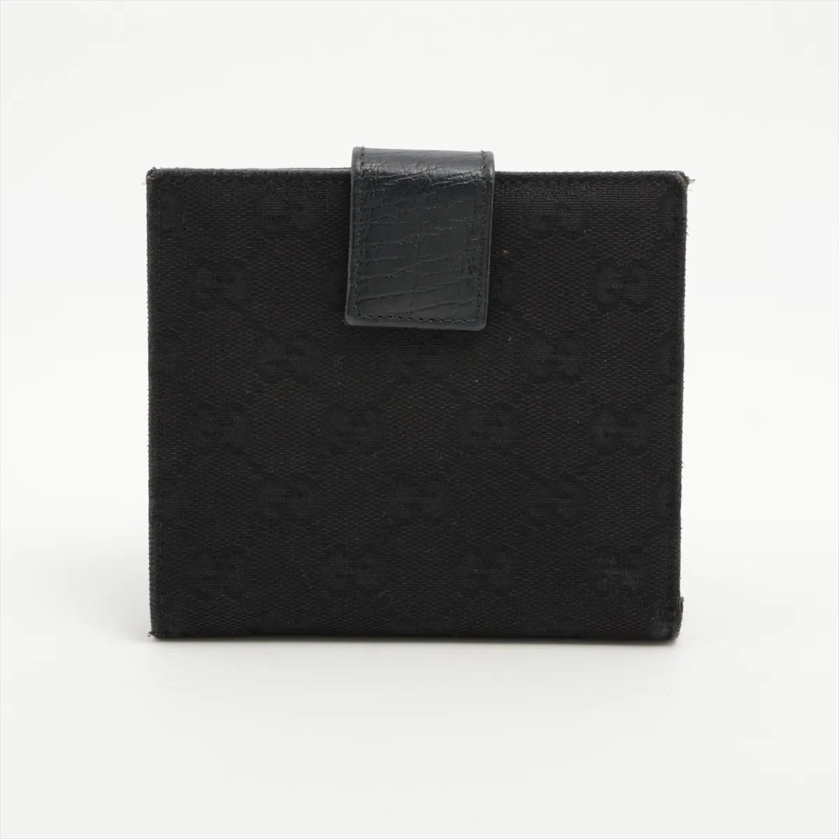 Gucci Guccissima Canvas Horsebit Leather Compact Wallet Black