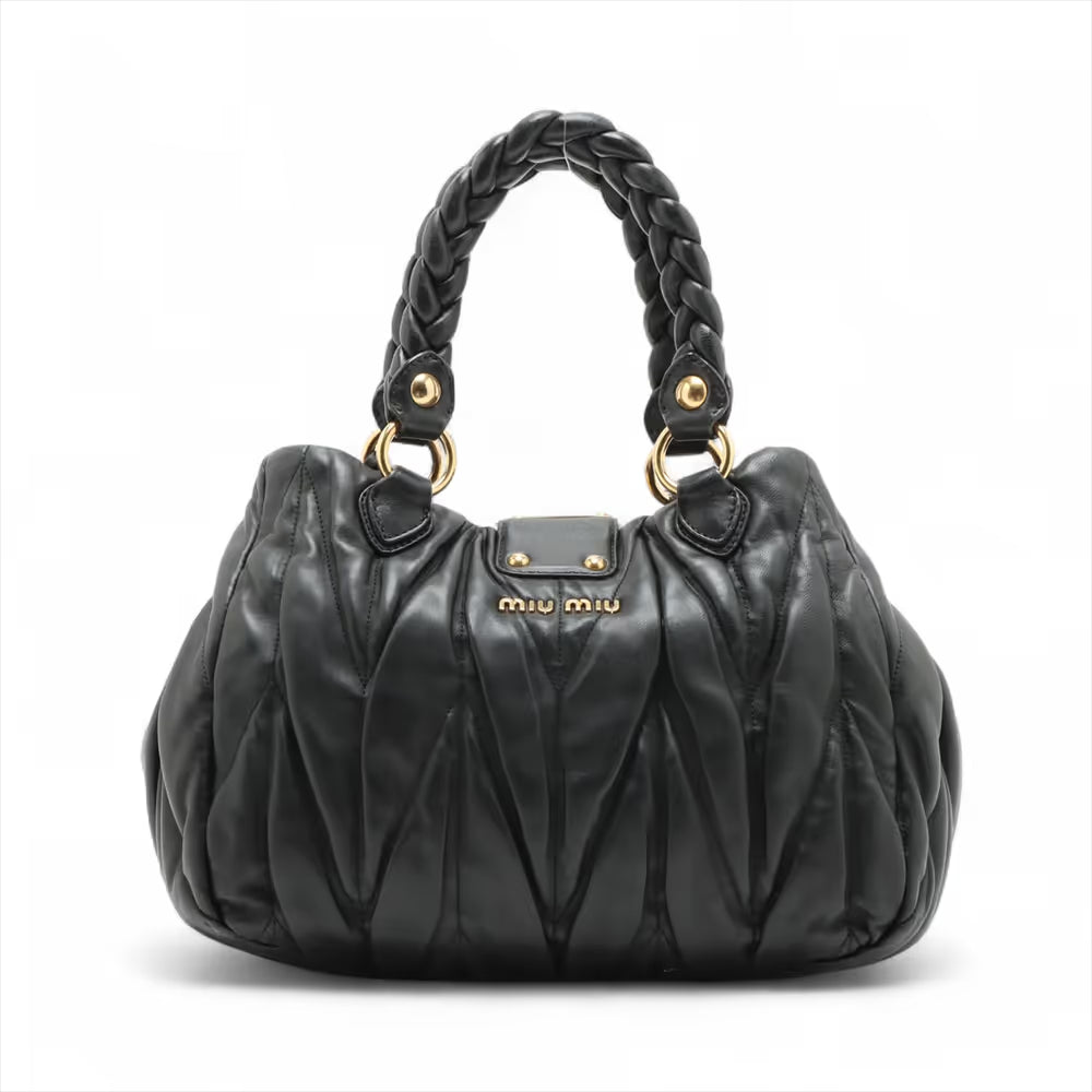 Miu Miu Matelasse Leather Two-Way Handbag Black