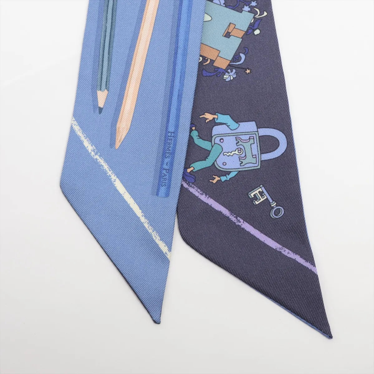 Hermès Twilly A Vos Crayons Silk Blue x Violet