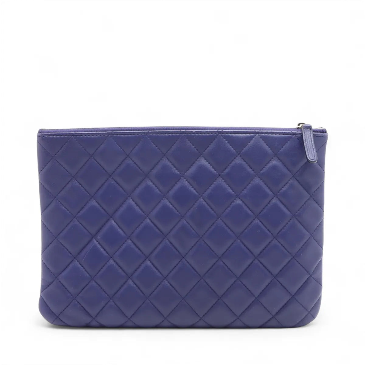 Chanel CC Logo Matelasse Lambskin Clutch Bag Blue