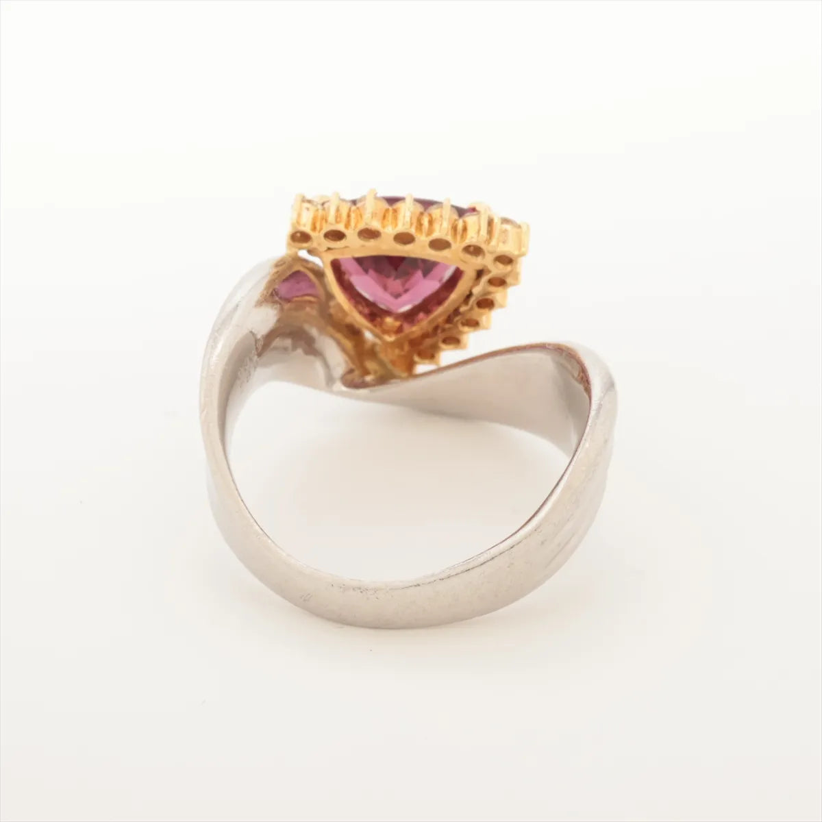 Garnet Diamond Two-toned Ring Yellow Gold x Platinum