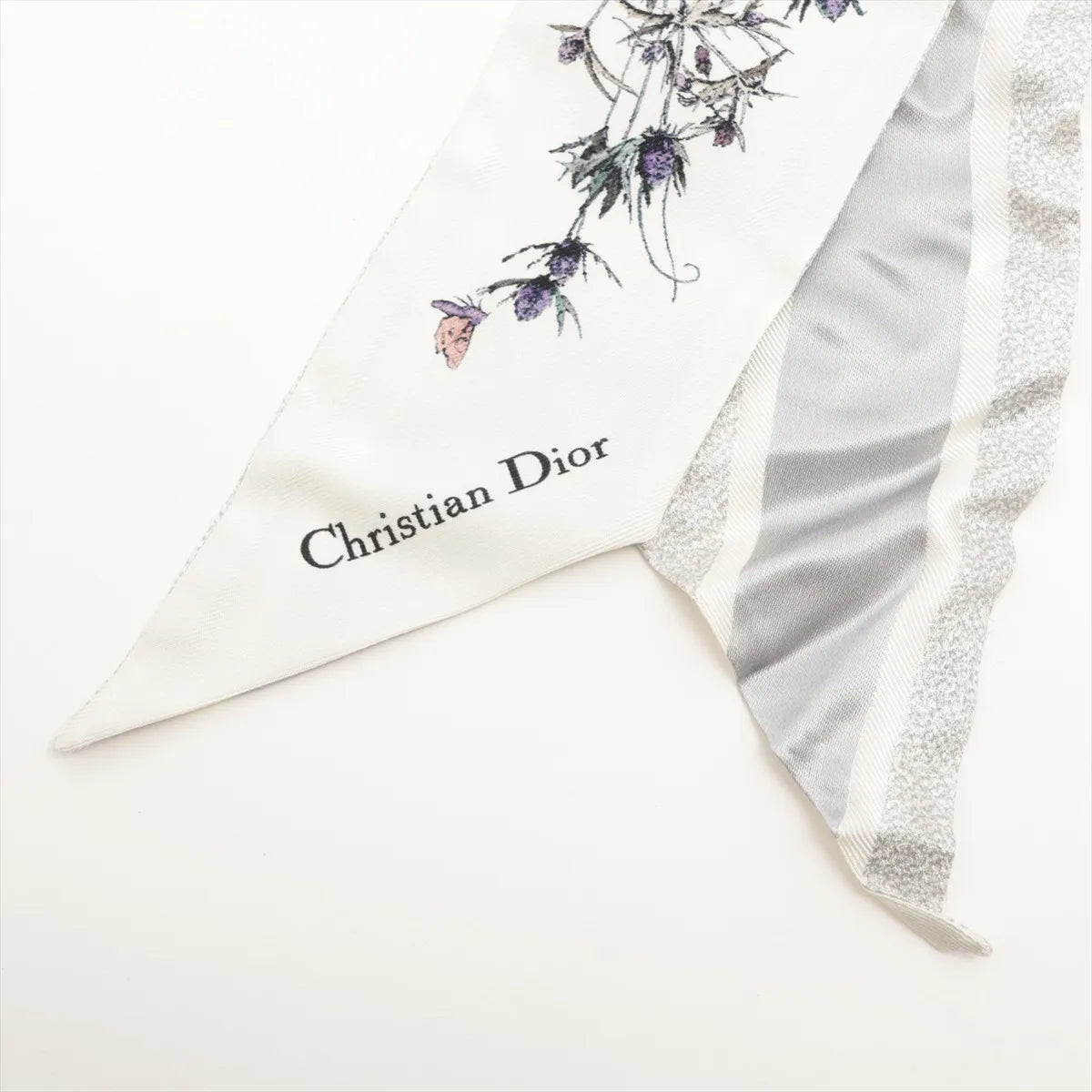 Dior Floral Mitzah Scarf Gray