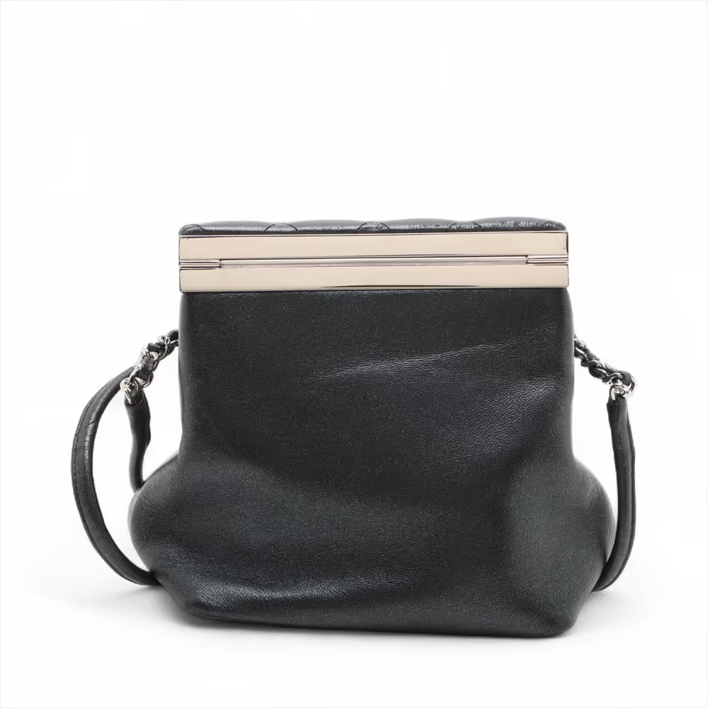 Chanel CC Logo Matelassé Leather Vanity Shoulder Bag Black