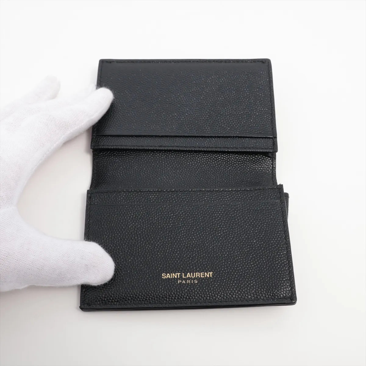Saint Laurent Paris Logo Leather Card Case Black