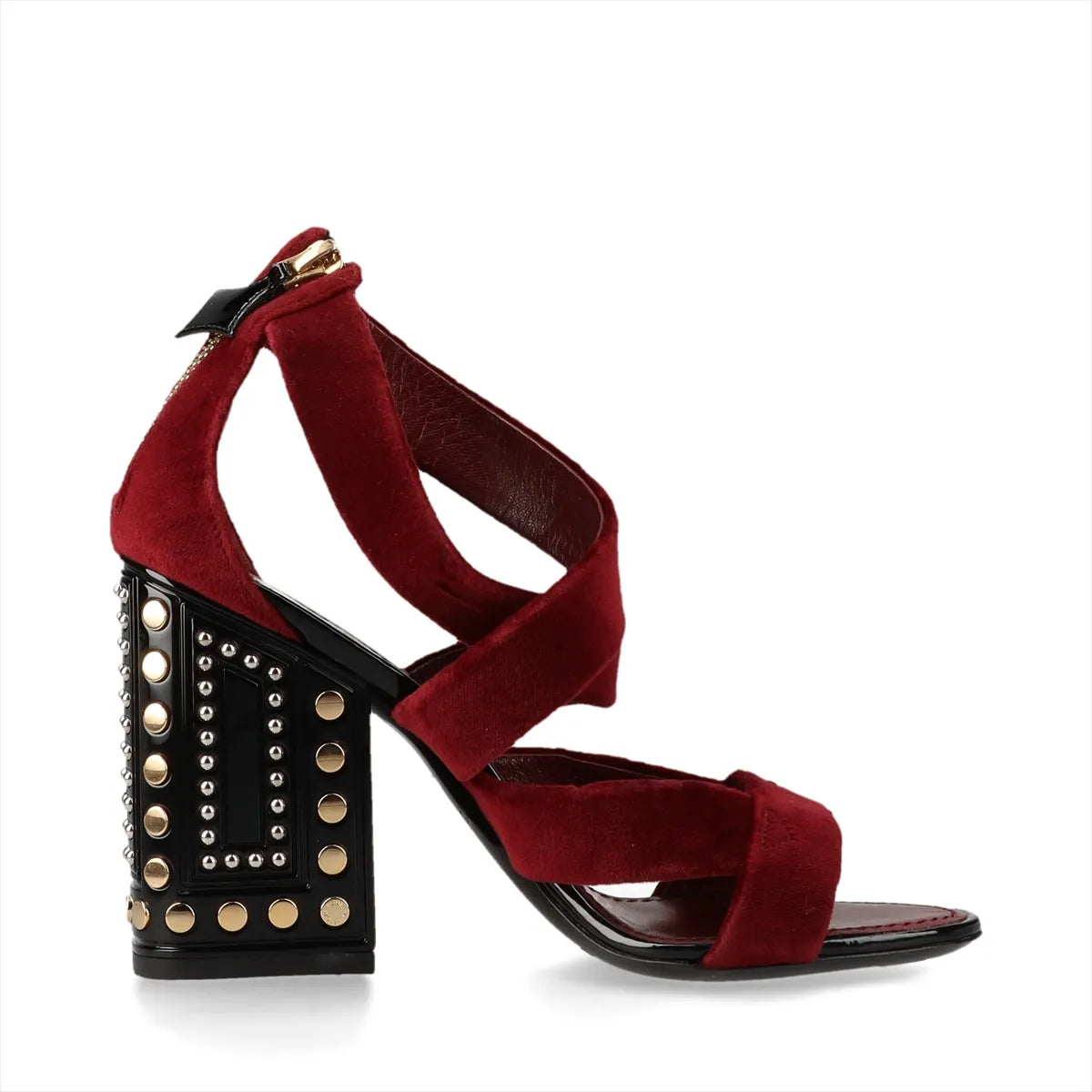 Louis Vuitton Velour Leather Sandals Bordeaux x Black
