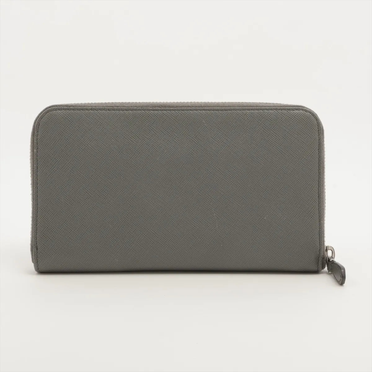 Prada Saffiano Leather Zip Round Wallet Gray