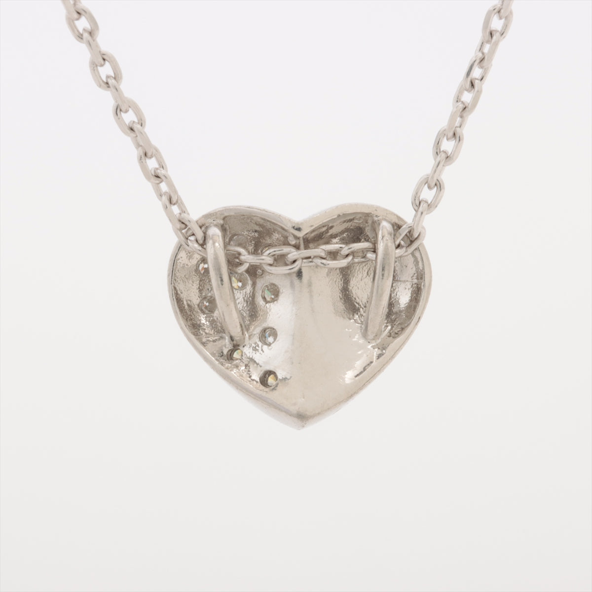 Vendome Aoyama Heart Half Diamond Necklace Platinum