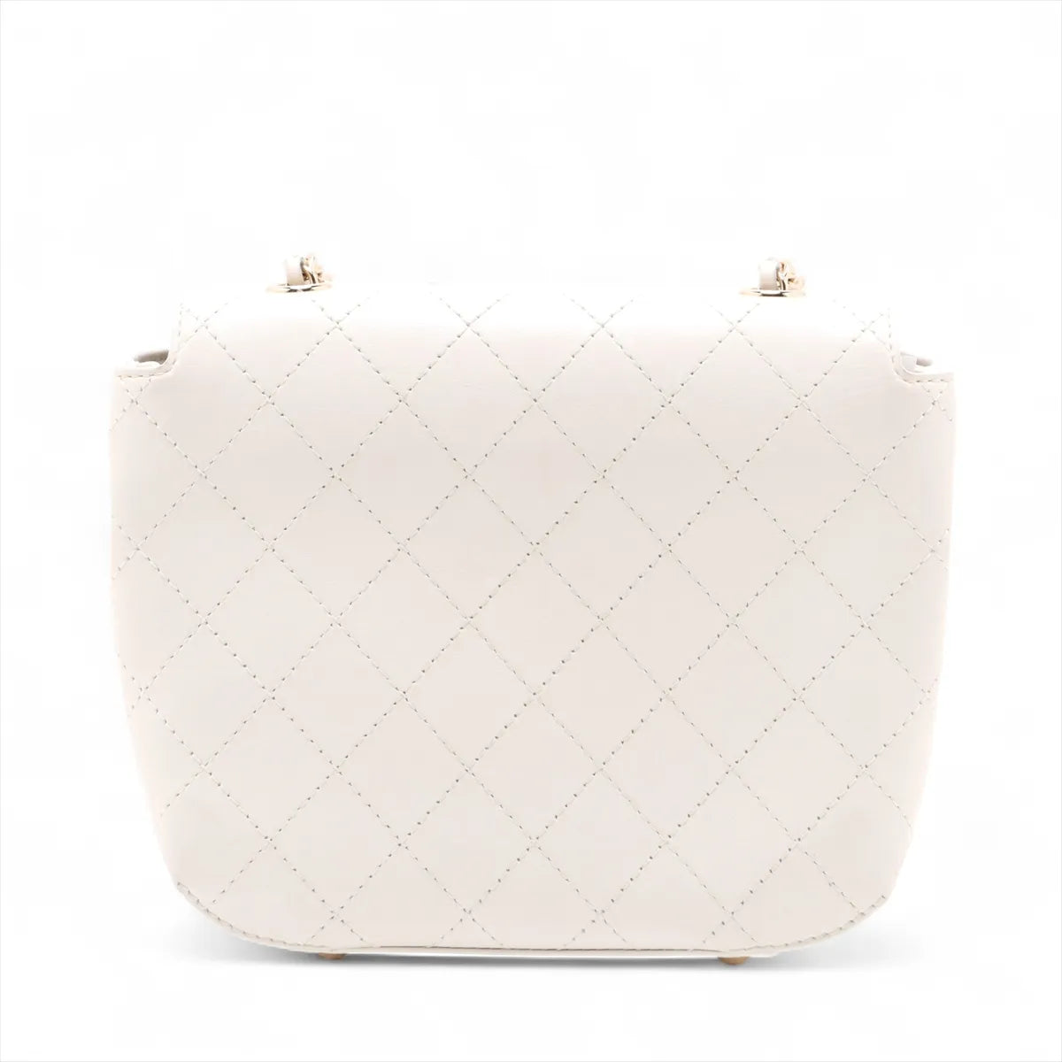 Chanel CC Logo Matelassé Lambskin Chain Shoulder Bag White