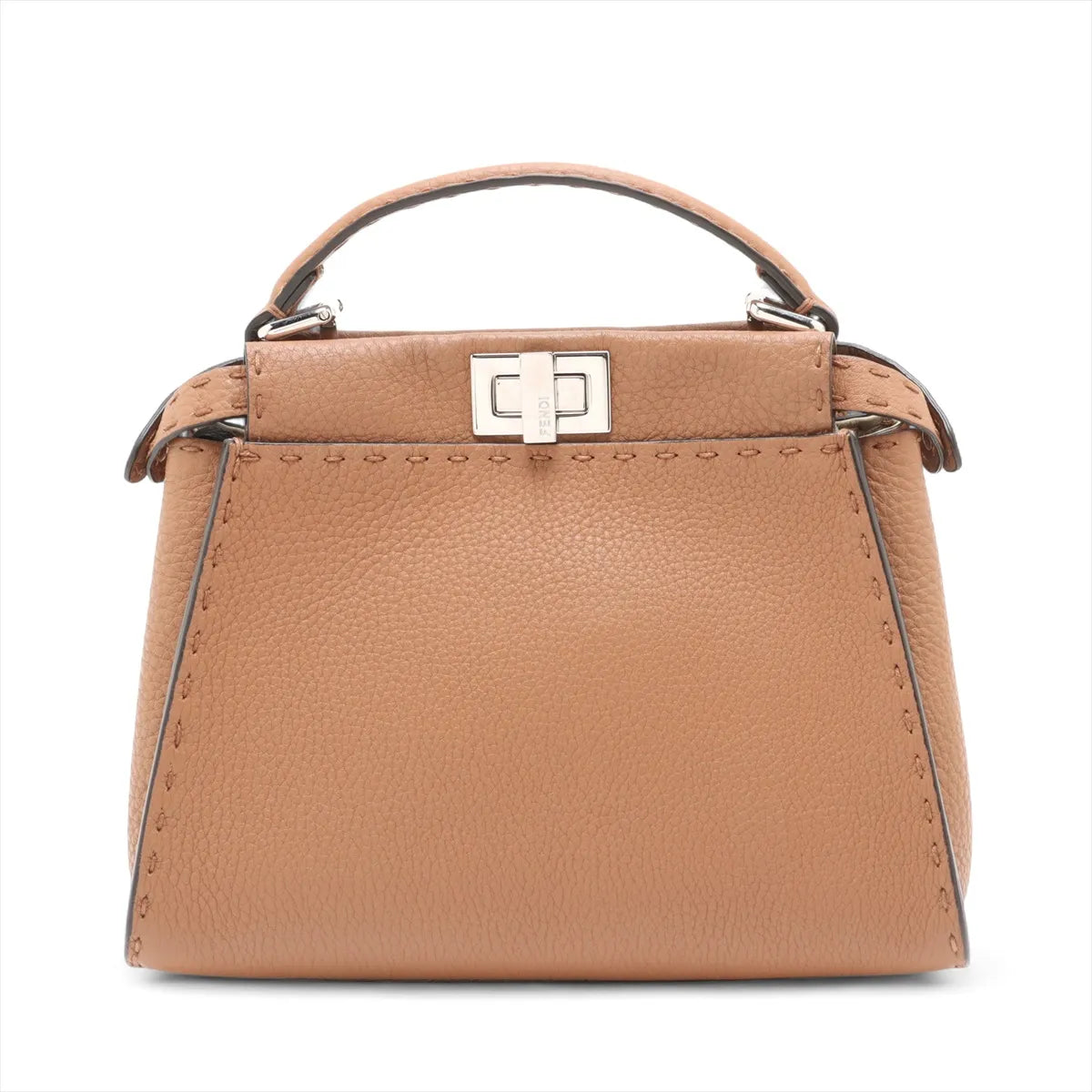 Fendi Selleria Mini Peekaboo Leather Two-Way Handbag Brown