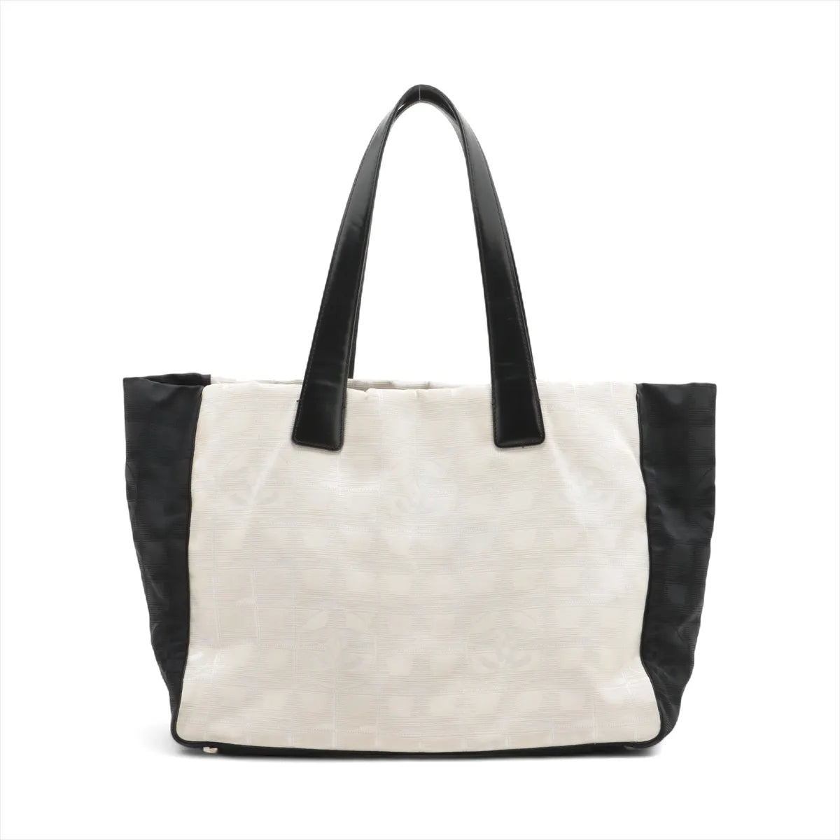 Chanel CC Logo Travel Line Nylon x Leather Tote Bag Beige x Black