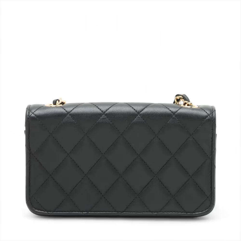 Chanel CC Logo Playings Cards Matelasse Lambskin Single Flap Single Chain Bag Black