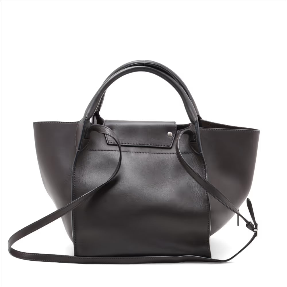 Celine Big Bag Small Leather Two-Way Handbag Dark Brown