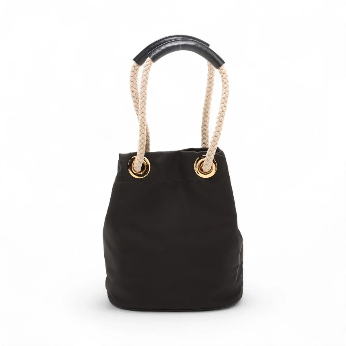 Prada Tessuto Nylon Leather Bucket Shoulder Bag Black