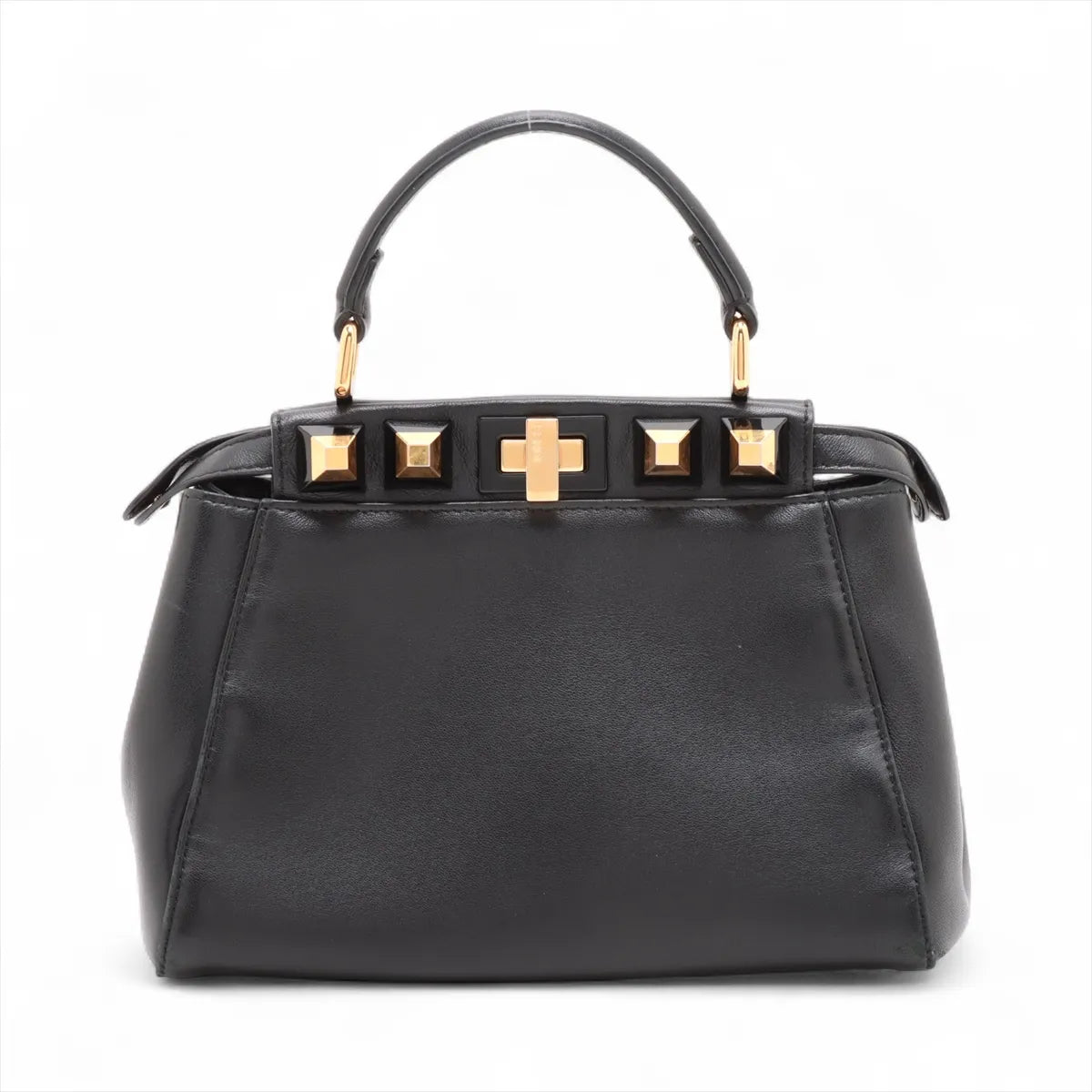 Fendi Mini Peek-a-boo Studded Leather Two-Way Shoulder Bag Black