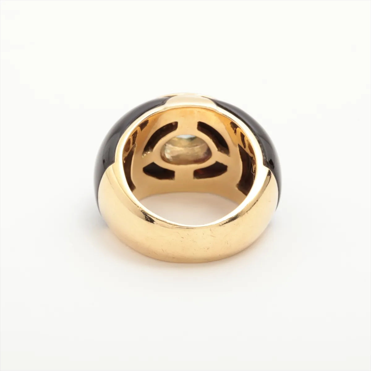 Black Enamel Aquamarine Diamond Ring Yellow Gold