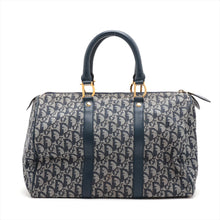 Load image into Gallery viewer, Top rated Christian Dior Trotter Canvas Leather Boston Bag Navy Blue
