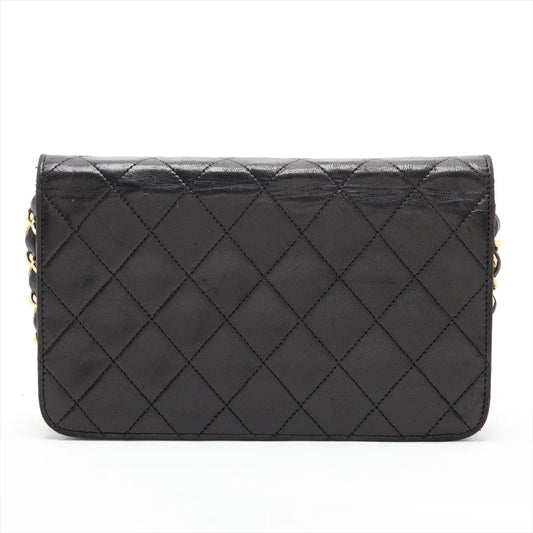 Chanel CC Logo Matelasse Lambskin Chain Shoulder Bag Black