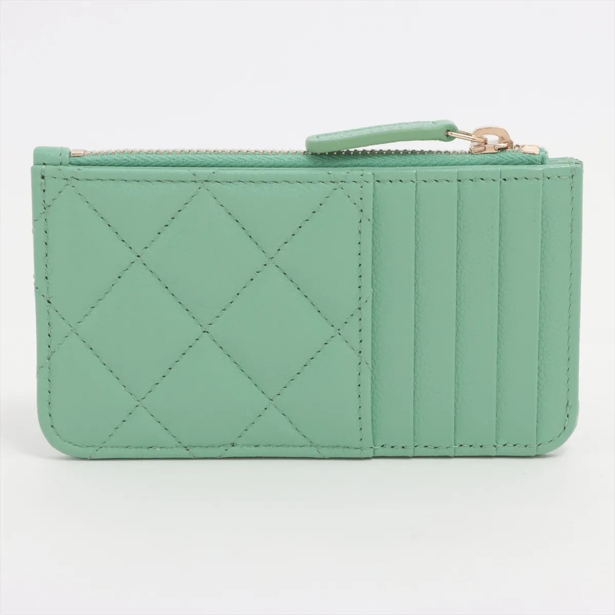 Chanel CC Logo Matelasse Caviar Skin Coin Purse Green