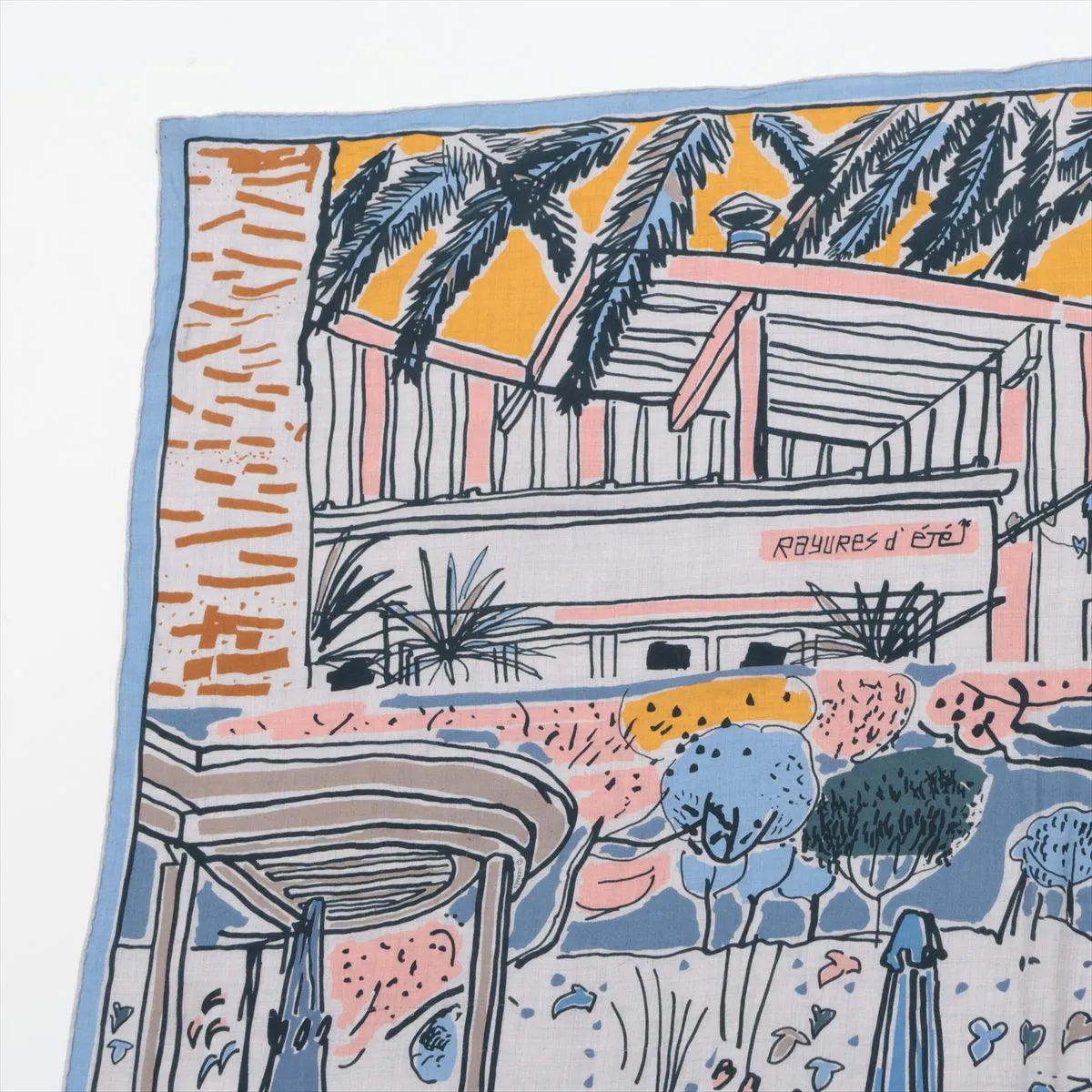 Hermès Carré Géant Rayures D'ete Cashmere & Silk Scarf Blue