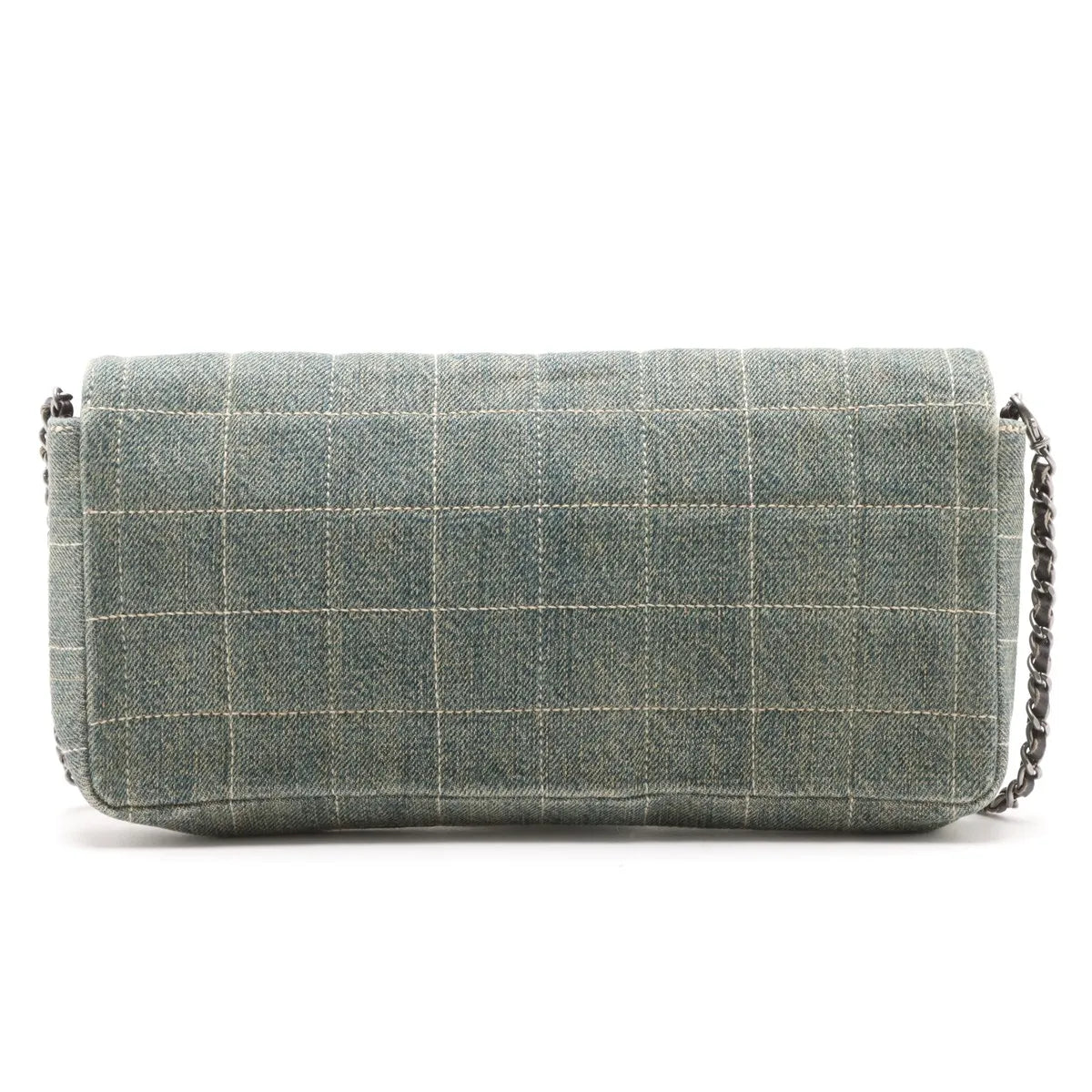 Chanel Chocolate Bar Denim Chain Shoulder Bag Blue