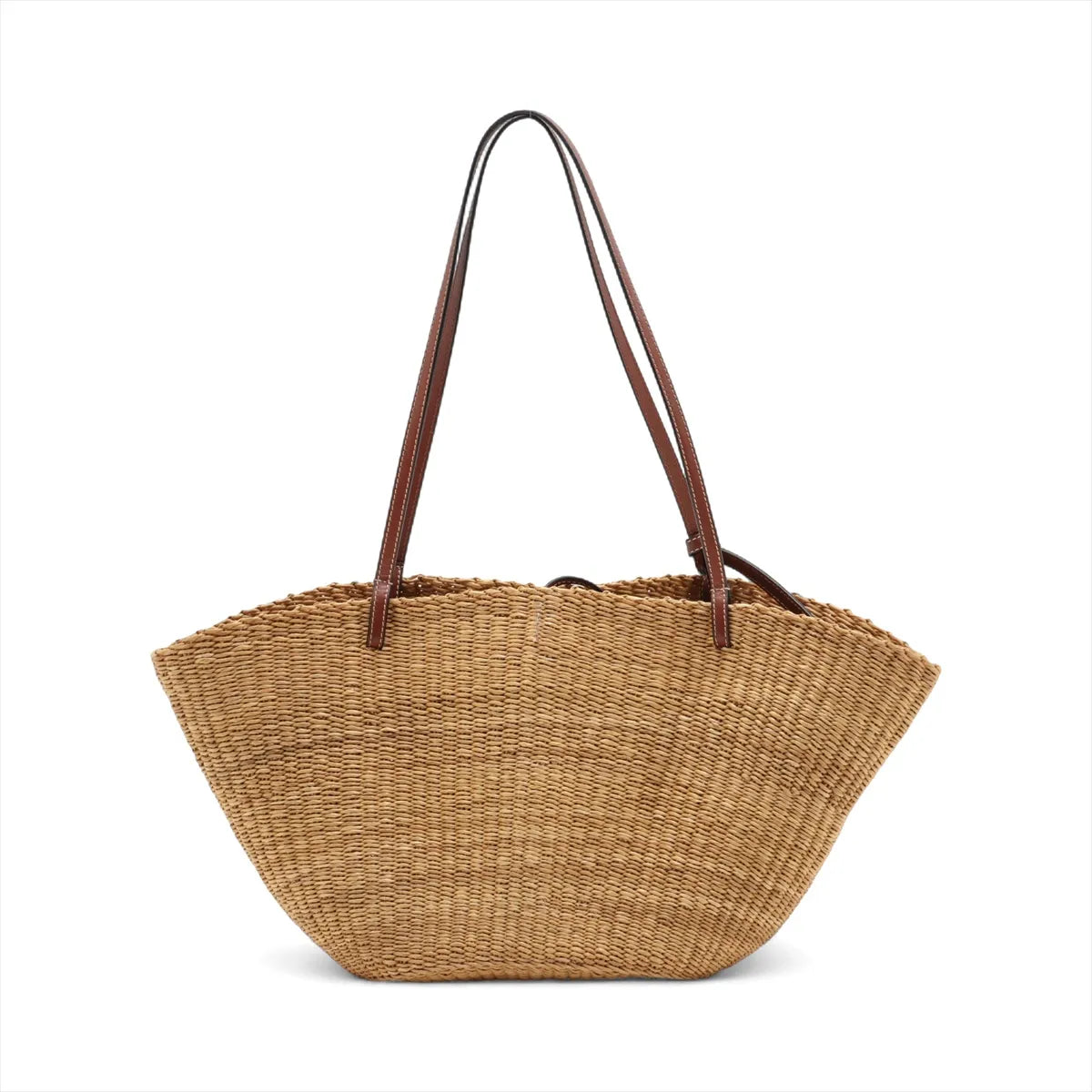 Loewe Small Basket Elephant Straw Bag Beige x Brown