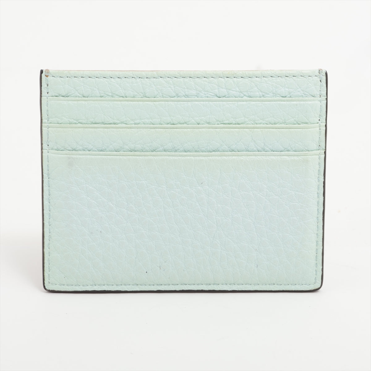 Fendi Leather Card Case Beige x Pastel Green