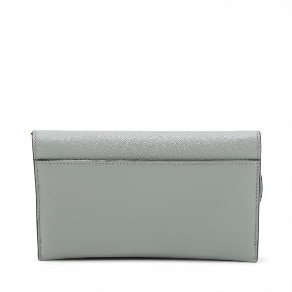 Christian Dior Saddle Leather Chain Wallet Gray
