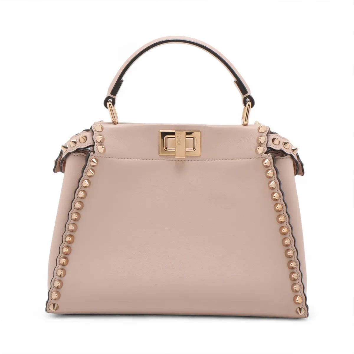 Fendi Mini Peekaboo Leather Studs Two-Way Handbag Pink
