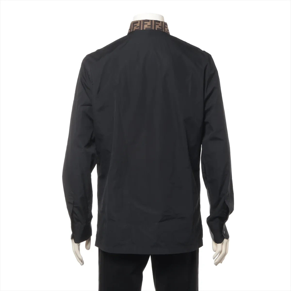 Fendi Zucca Cotton Button Down Long Sleeve Shirt Black
