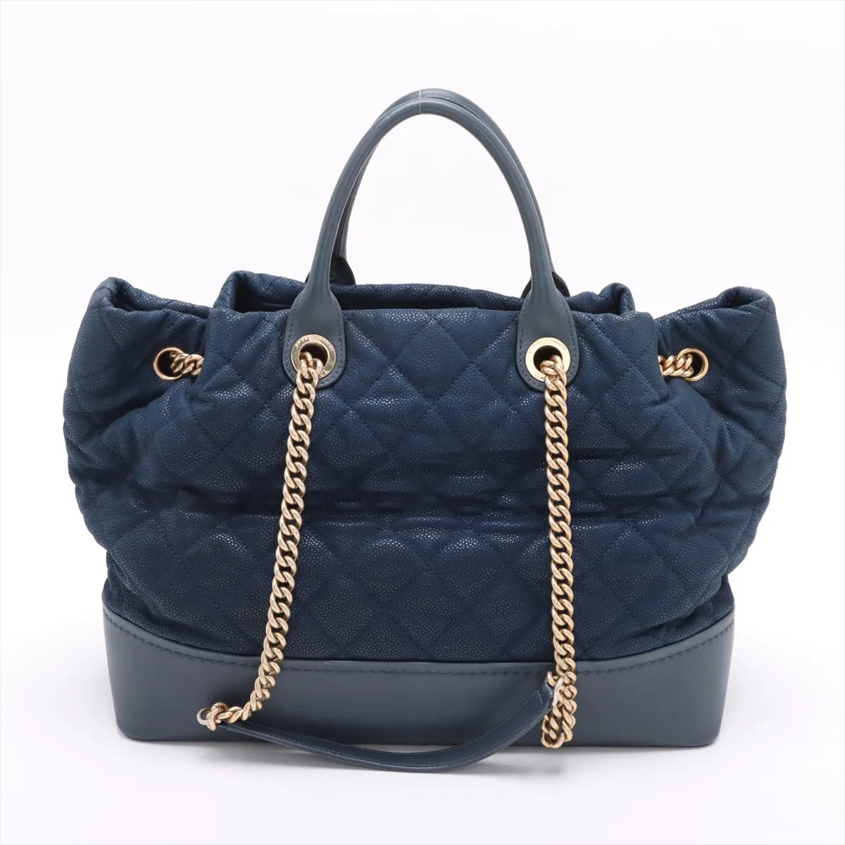 Chanel Matelasse Caviar Skin Two-Way Tote Bag Navy Blue