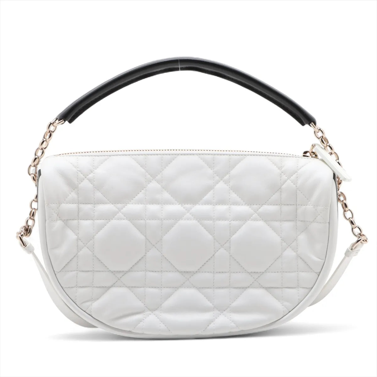 Christian Dior Vibe Hobo Leather Two-Way Shoulder Bag White x Black