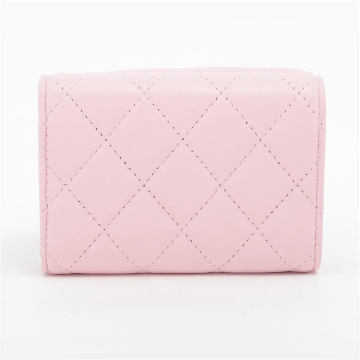 Chanel CC Logo Matelasse Lambskin Compact Wallet Pink