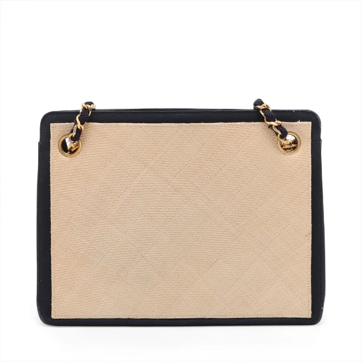 Chanel CC Logo Matelasse Straws x Nylon Chain Tote Bag Beige