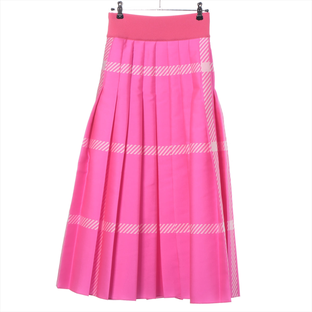 Fendi Pleated Check Print Midi Skirt Hot Pink