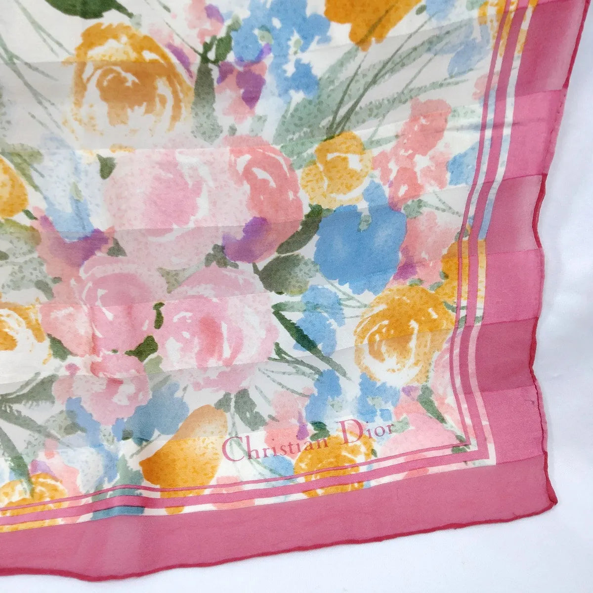 Christian Dior Floral Silk Scarf Pink