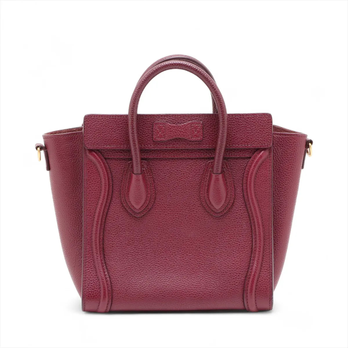 Celine Luggage Nano Shopper Leather Two-Way Shoulder Bag Bordeaux