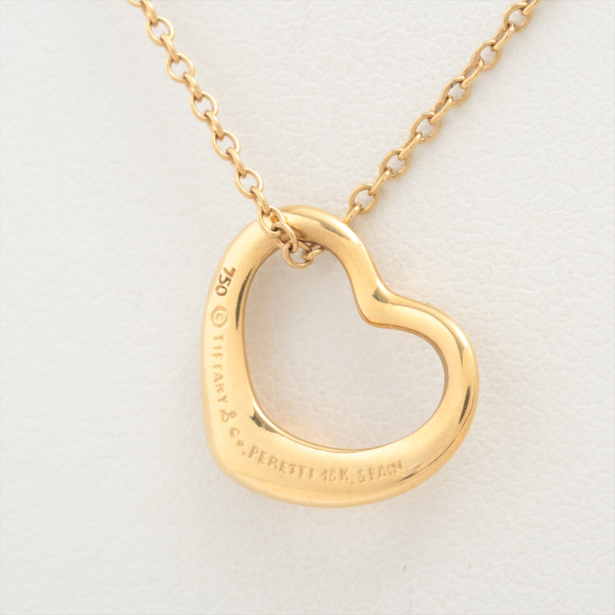 Tiffany & Co. Open Heart Pendant Necklace Gold