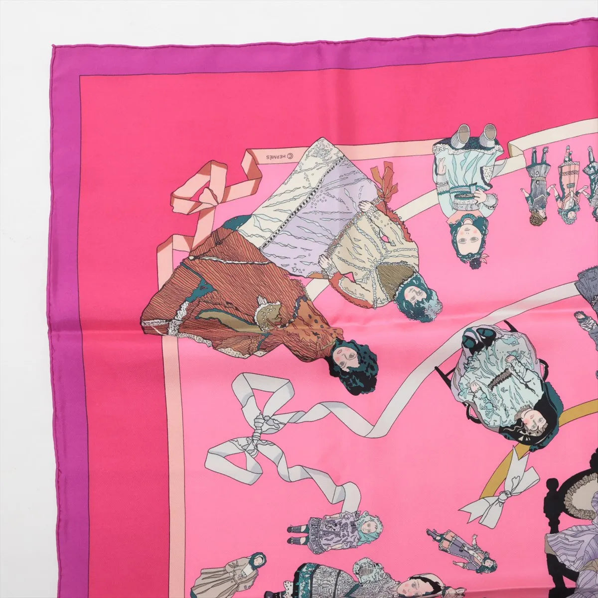 Hermes Carre 90 Hello Dolly Puppets Silk Scarf Pink